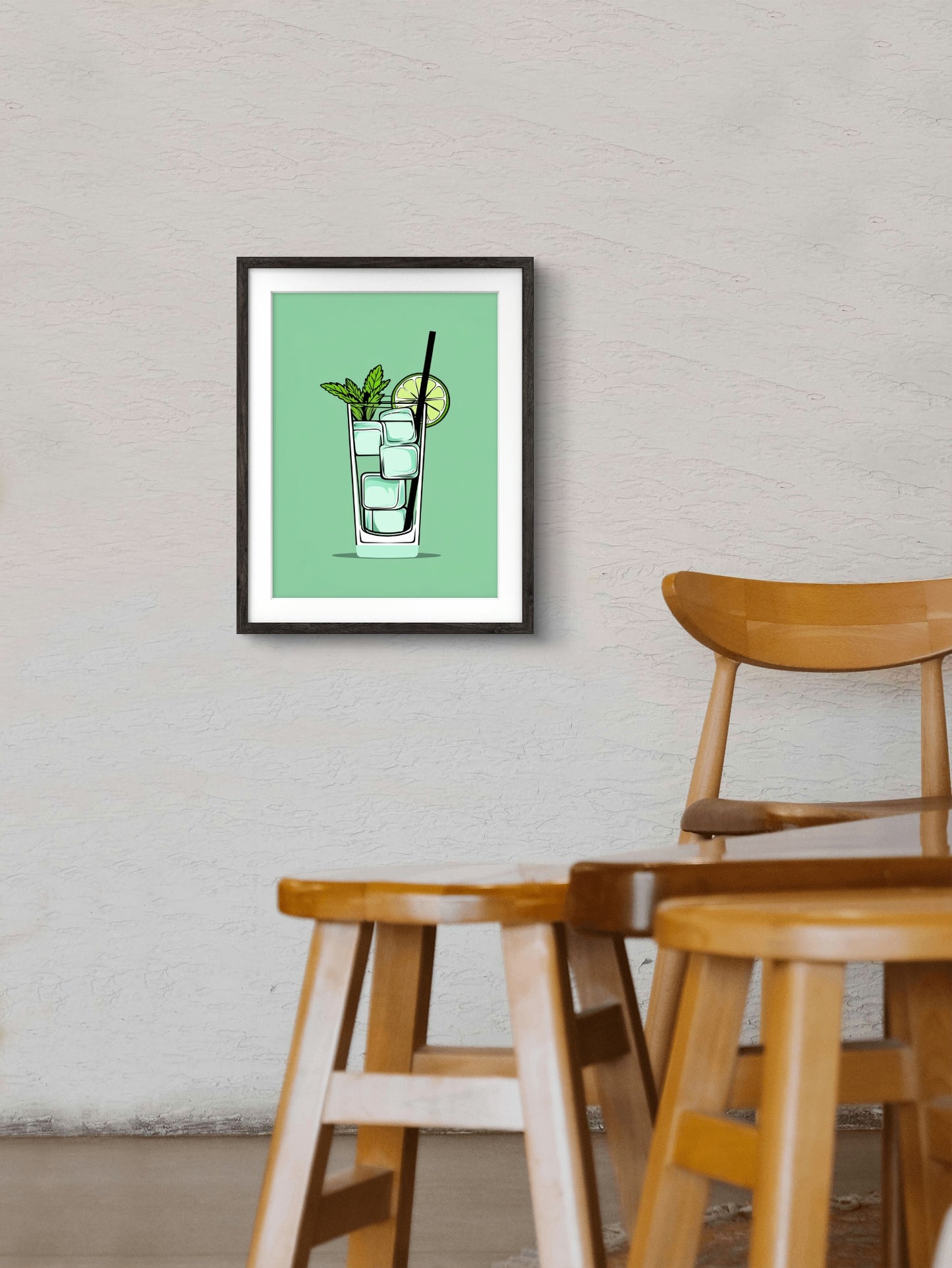 Classic Cocktail Wall Art, Minimalist Alcohol Prints, Bar and Restaurant Decor, Digital Art with Frame