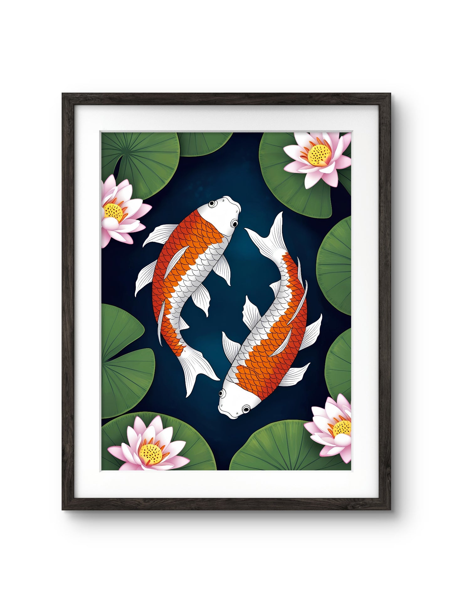 Fish Painting, Digital Vastu Art Painting in Frame, Trendy Office, Home Decor, Prosperity Painting