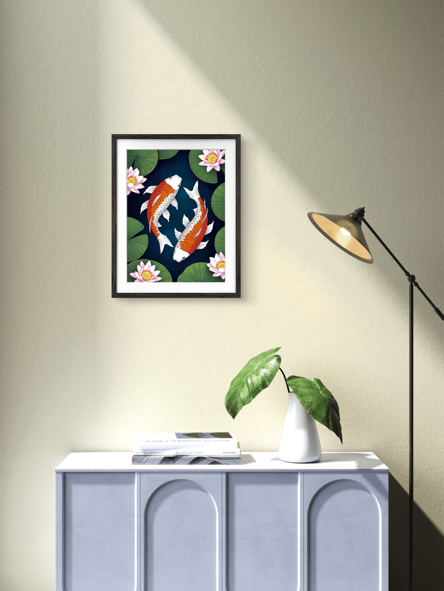 Fish Painting, Digital Vastu Art Painting in Frame, Trendy Office, Home Decor, Prosperity Painting