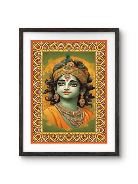 Krishna Wall Painting with frame for home decoration, living room, Hotel, Office Painting 11.5x14.5 Inch