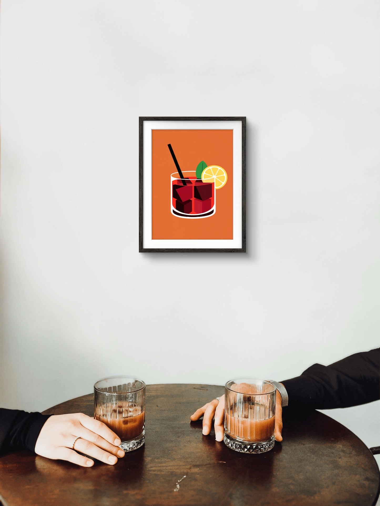 Classic Cocktail Wall Art, Minimalist Alcohol Prints, Bar and Restaurant Decor, Digital Art with Frame