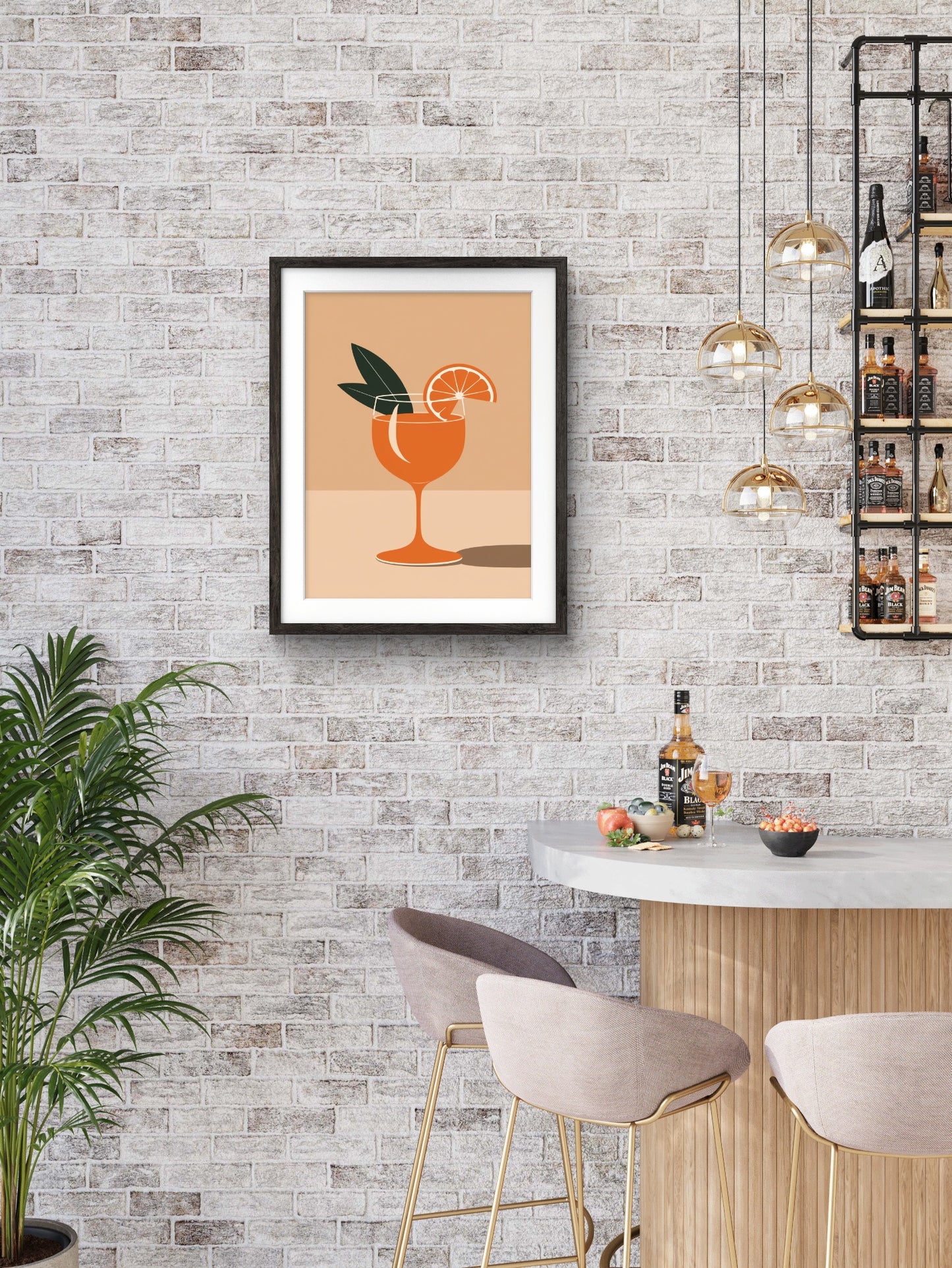 Classic Cocktail Wall Art, Minimalist Alcohol Prints, Bar and Restaurant Decor, Digital Art with Frame