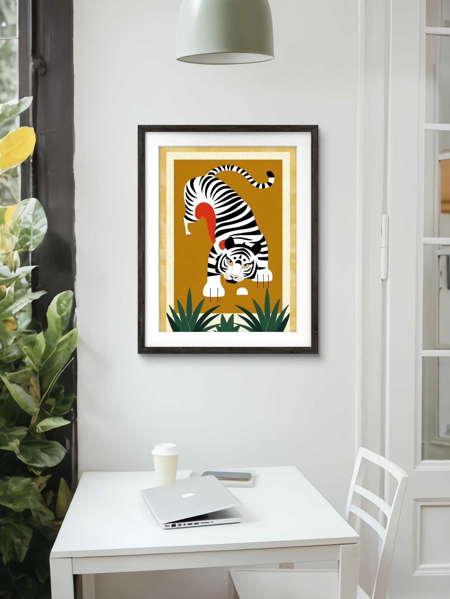 Tiger Painting in Frame, Trendy Office, Home Decor, Hotel Decor Painting (Black, 11.5x14.5 Inch Frame with Art Print)