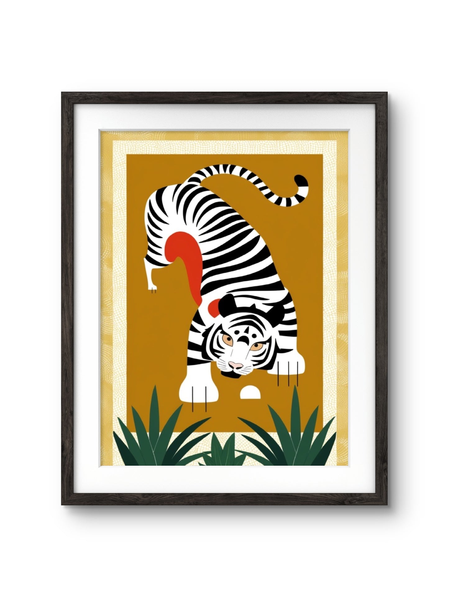 Tiger Painting in Frame, Trendy Office, Home Decor, Hotel Decor Painting (Black, 11.5x14.5 Inch Frame with Art Print)