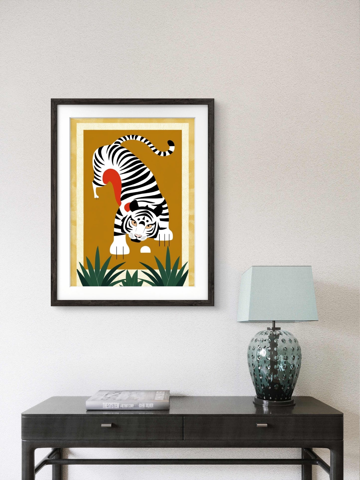 Tiger Painting in Frame, Trendy Office, Home Decor, Hotel Decor Painting (Black, 11.5x14.5 Inch Frame with Art Print)