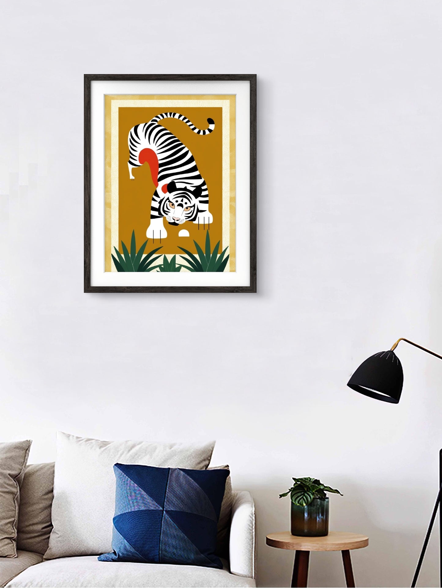 Tiger Painting in Frame, Trendy Office, Home Decor, Hotel Decor Painting (Black, 11.5x14.5 Inch Frame with Art Print)